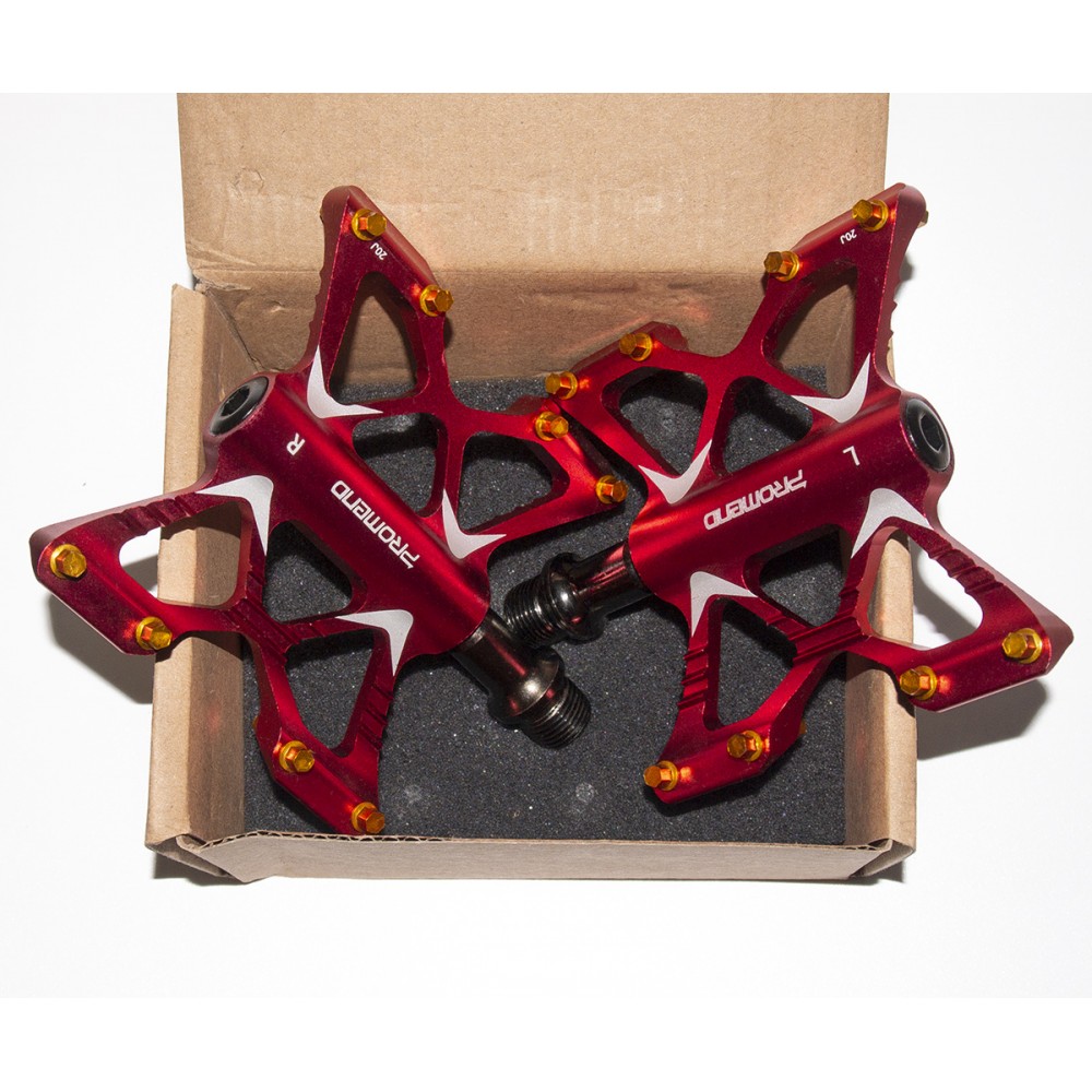 Promend M56 Red - велосипедные педали-бабочки на промподшипниках, легкие, алюминиевые