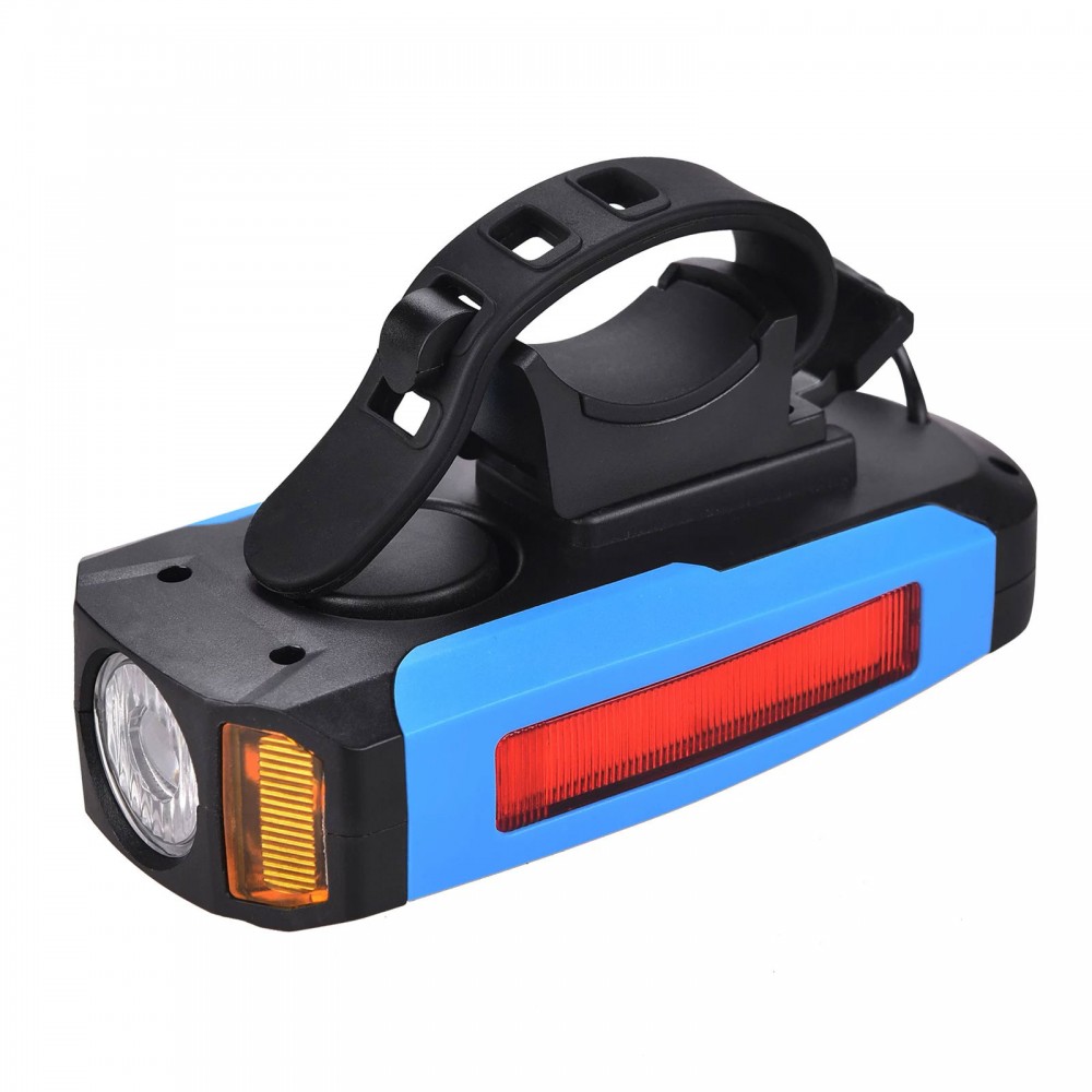 Мощная велосипедная LED фара 3-в-1 с компьютером, сигналом и USB, синяя