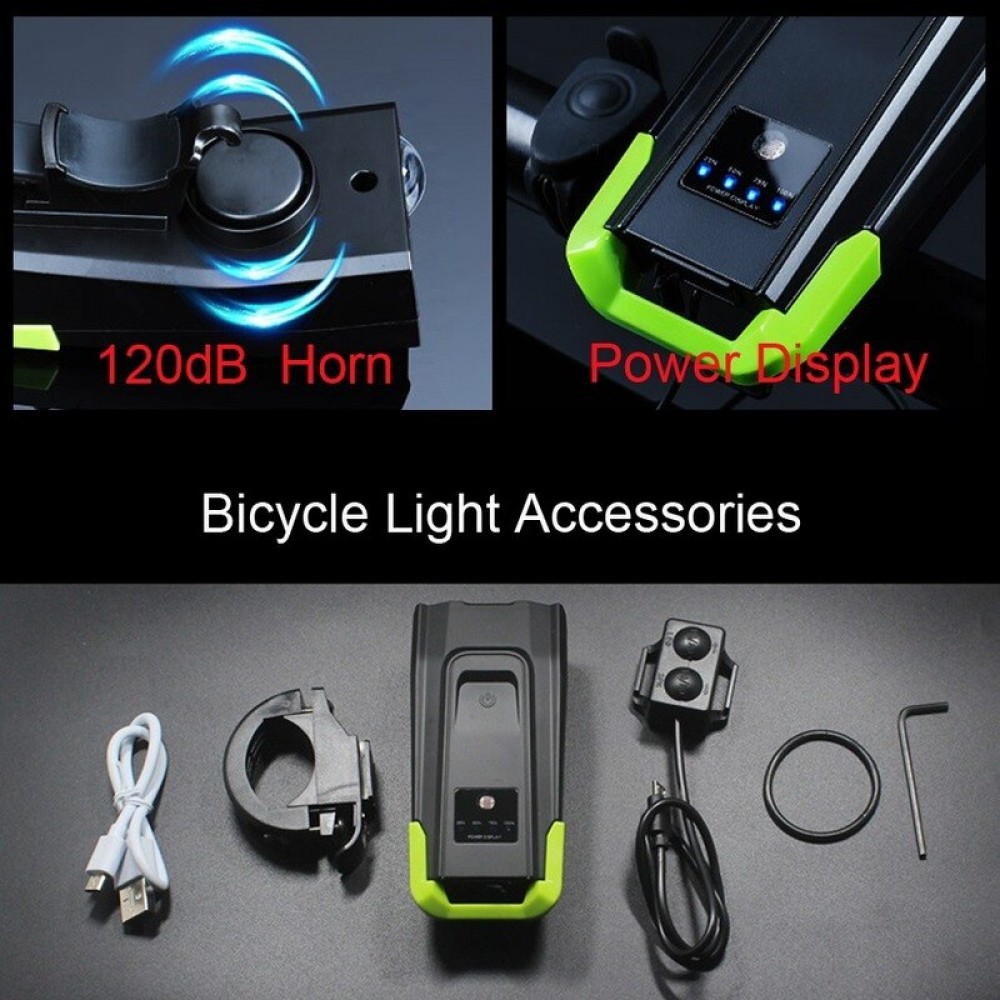 Двойная велосипедная смарт фара с сигналом, 2x T6 LED 400LM, 2000mAh, USB зарядка