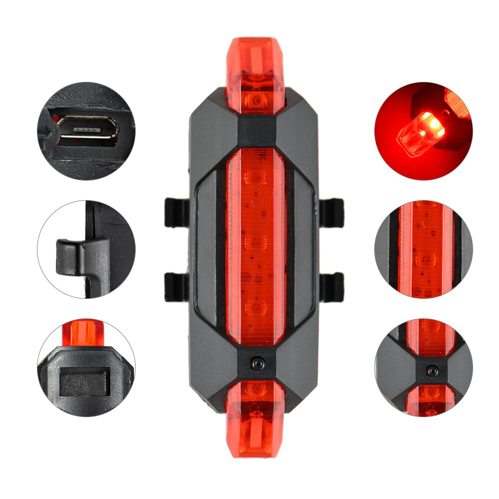 Ліхтар габарит велосипедний універсальний, мигалка, 5 LED, акумулятор, micro USB