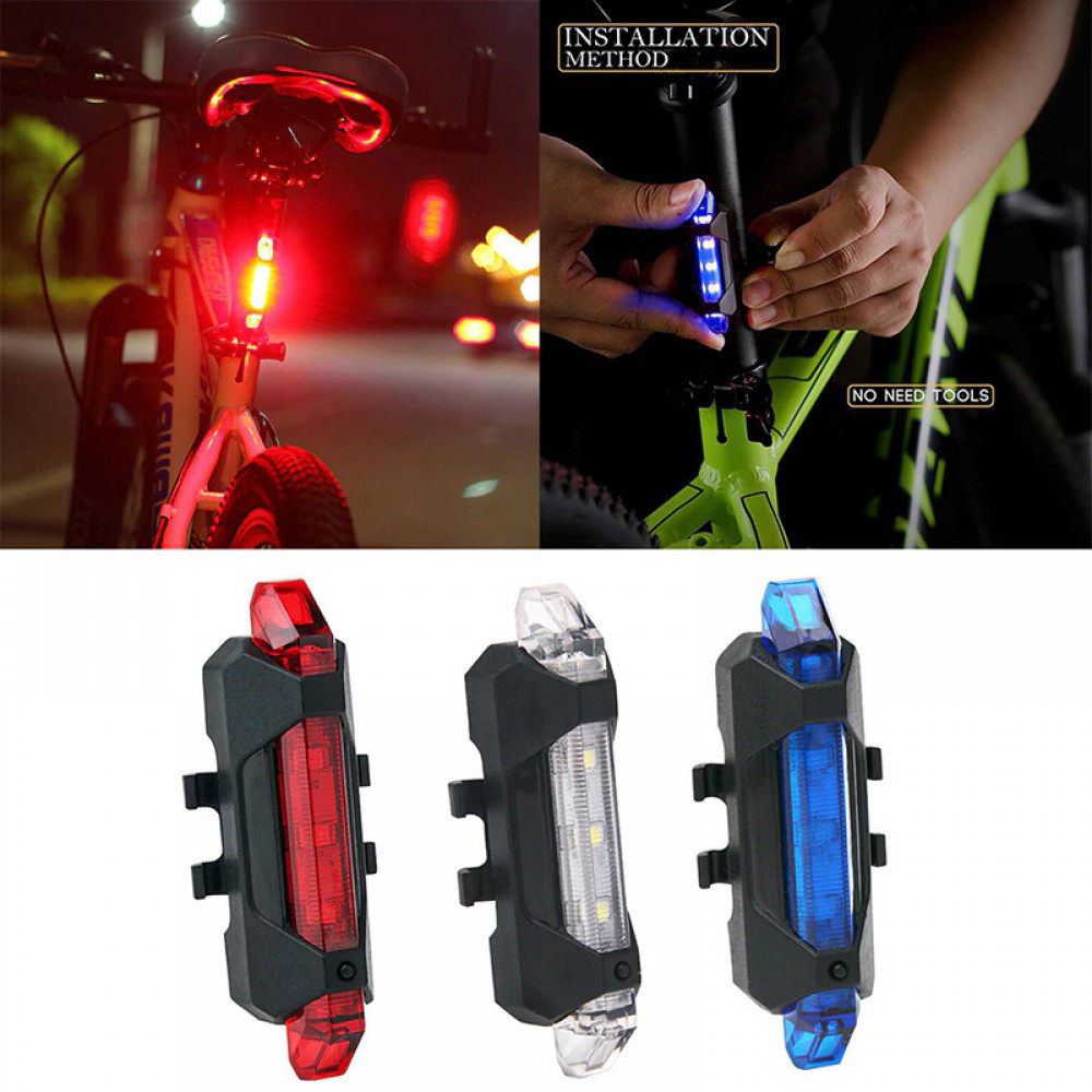 Фонарь габарит велосипедный универсальный, мигалка, 5 LED, аккумулятор, micro USB