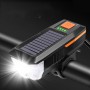 Велосипедна фара з сонячною батареєю, сигналом, акумулятором, USB, чорно-помаранчева