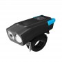Двойная велосипедная смарт фара с сигналом, 2x T6 LED 400LM, 2000mAh, USB зарядка, черно-голубая