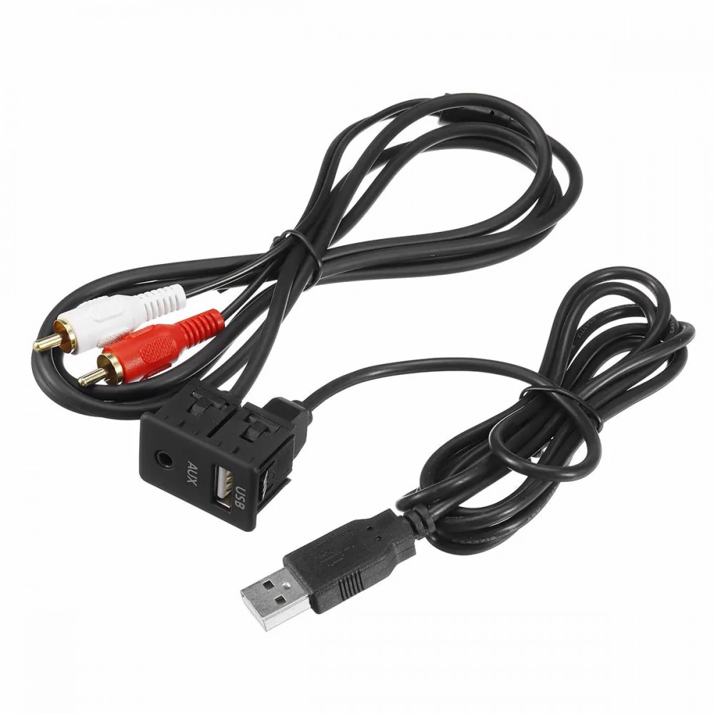 Кабель удлинитель AUX + USB на 2 RCA 1.5м для автомобильной магнитолы, mp3 адаптера