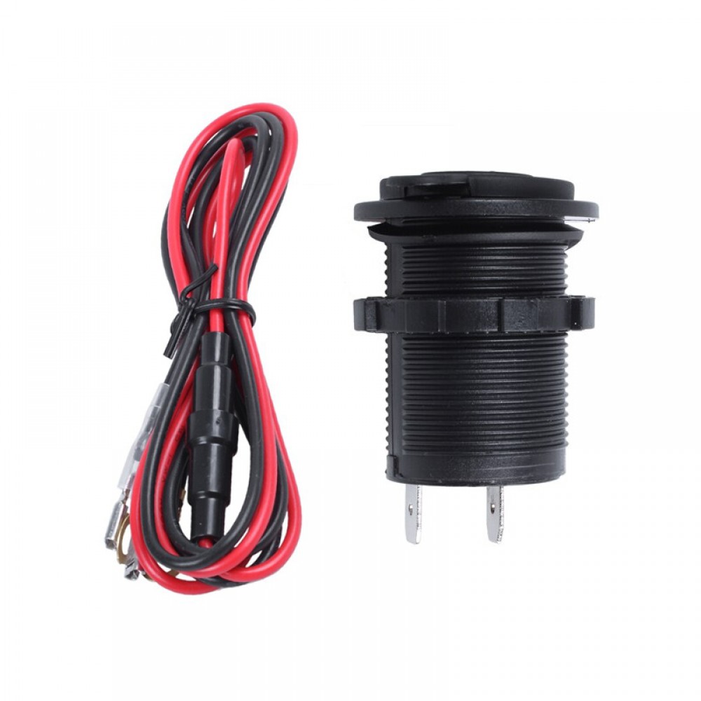 2x USB 2.1А розетка автомобильная круглая 29 мм врезная, 12-24В, с крышкой и индикатором