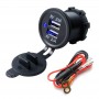2x USB 2.1А розетка автомобильная круглая 29 мм врезная, 12-24В, с крышкой и индикатором