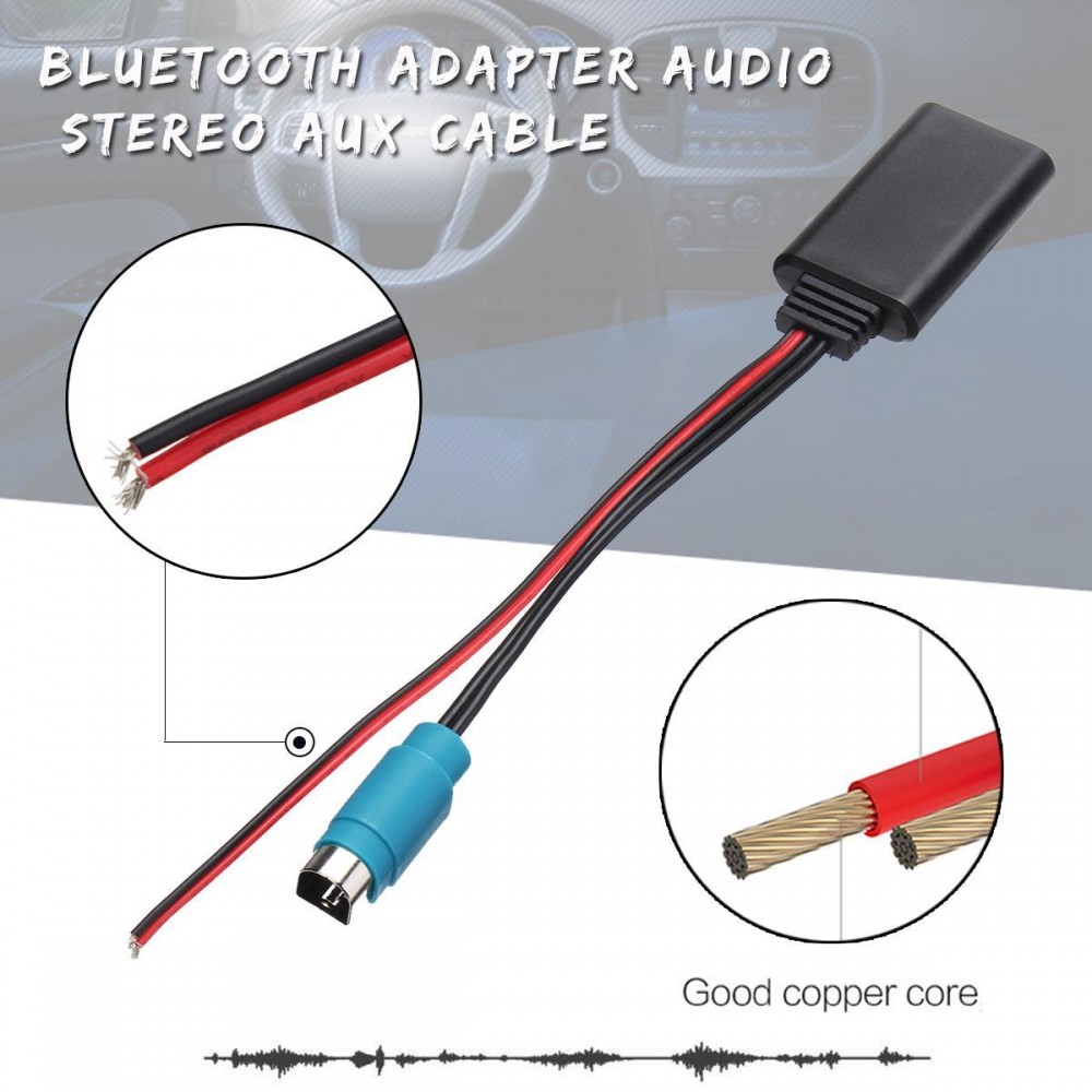 Bluetooth 5.0 AUX адаптер с разъемом KCE-236B, к входу Full Speed, для авто магнитол ALPINE CDE9885R | IVA-D105R и др.