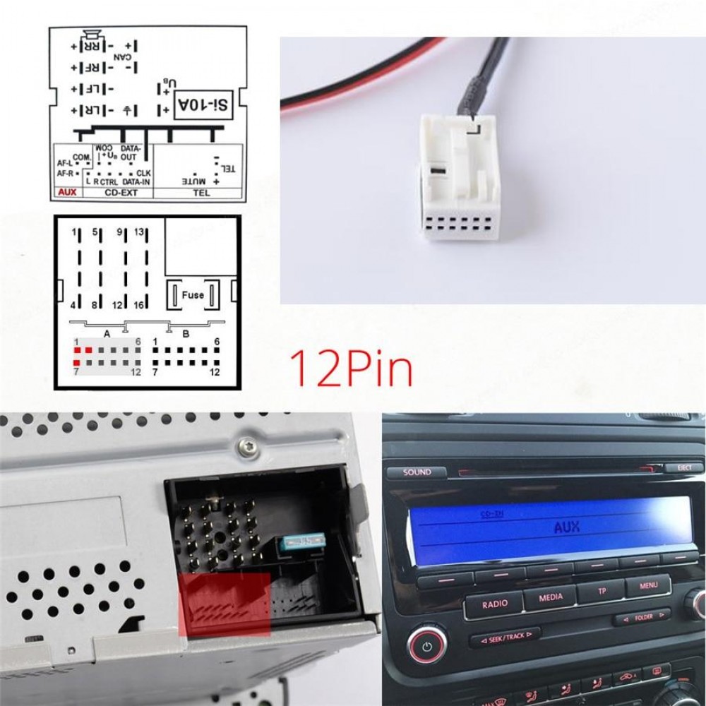 Bluetooth 5.0 USB AUX адаптер, с микрофоном, MP3 плеер, для авто магнитол SEAT Media System 2.1 & 2.2 | VOLKSWAGEN RCD 210 | SKODA Amundsen и др.