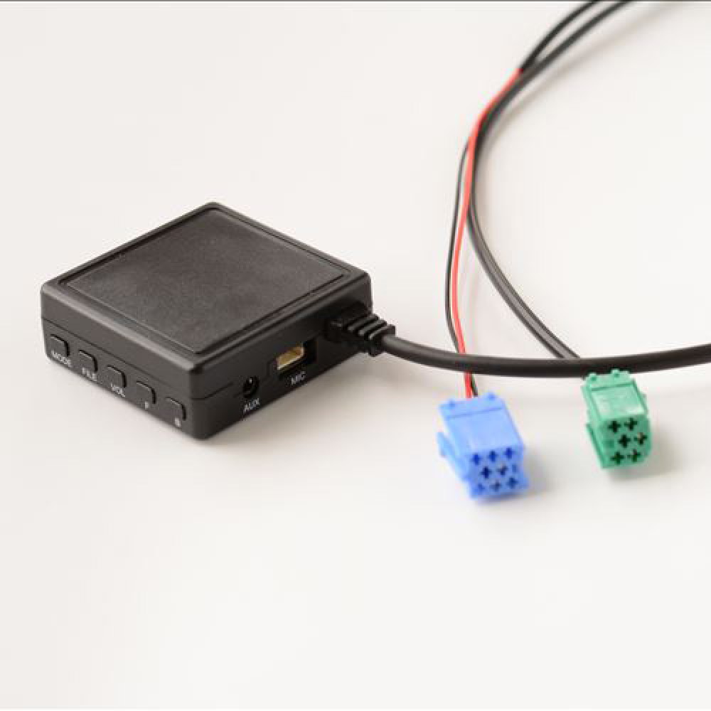 Bluetooth 5.0 USB AUX адаптер з мікрофоном, MP3 плеєр, з роз'ємом Mini ISO, для авто магнитол RENAULT, 6 та 8-pin, та ін.