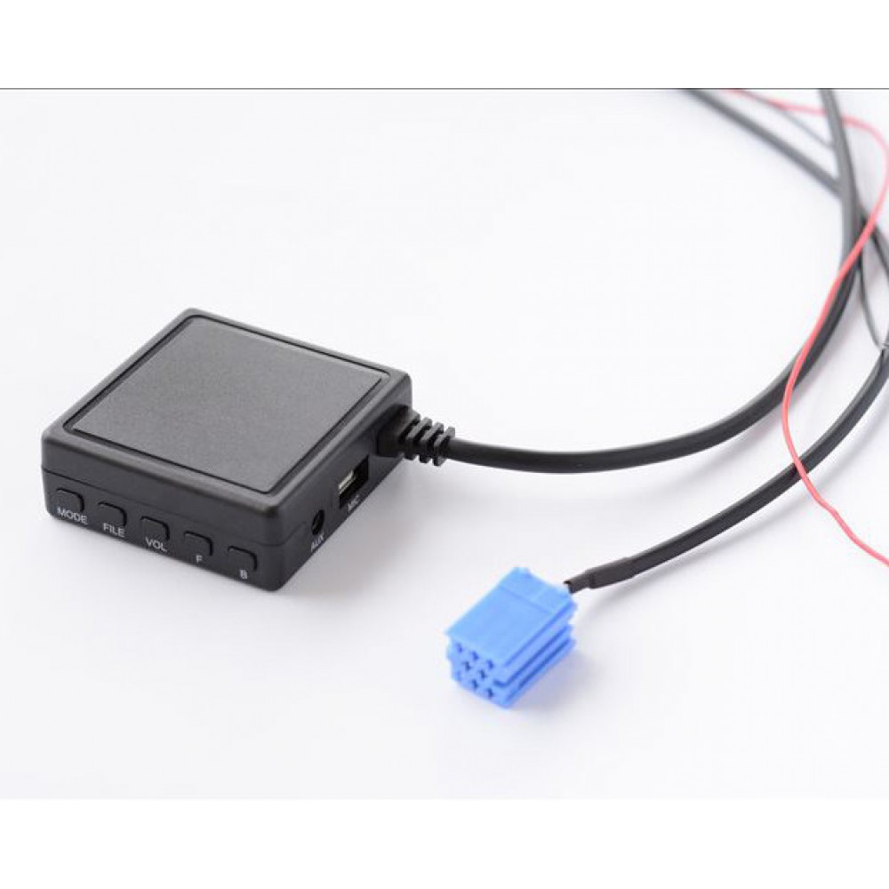 Bluetooth 5.0 USB AUX адаптер c микрофоном, MP3 плеер, с разъемом Mini ISO, для авто магнитол Blaupunkt, Becker, Philips, VDO Dayton, 8-pin, и др.