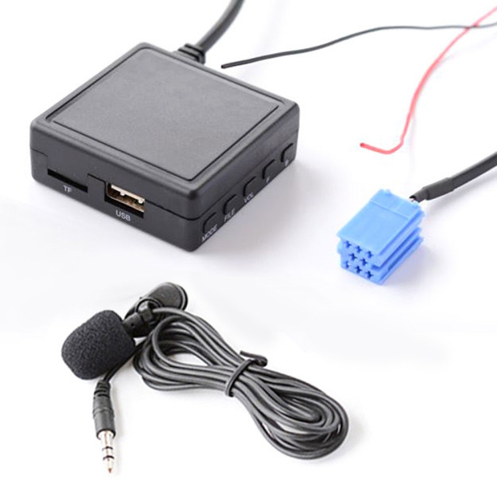 Bluetooth 5.0 USB AUX адаптер c микрофоном, MP3 плеер, с разъемом Mini ISO, для авто магнитол Blaupunkt, Becker, Philips, VDO Dayton, 8-pin, и др.